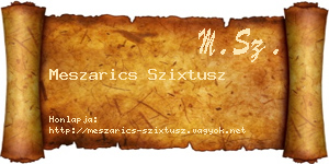 Meszarics Szixtusz névjegykártya
